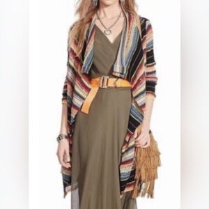 Polo Ralph Lauren Women's Serape Draped Cardigan Striped Multicolor Sweater sz M